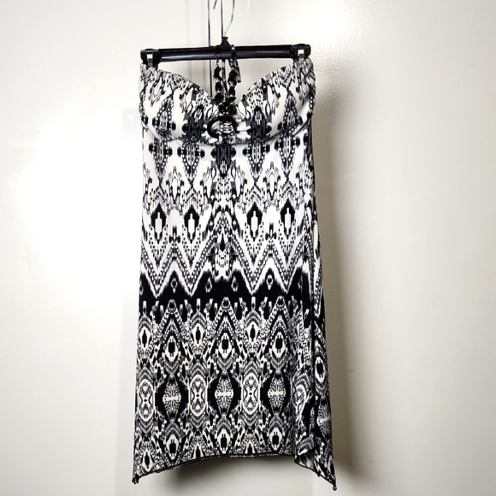 Black and White Patterned Women's Dress